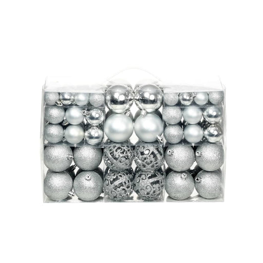 Set Palline di Natale 100 pz 3/4/6 cm Argento 245712