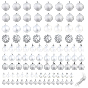 Set Palline di Natale 100 pz 3/4/6 cm Argento