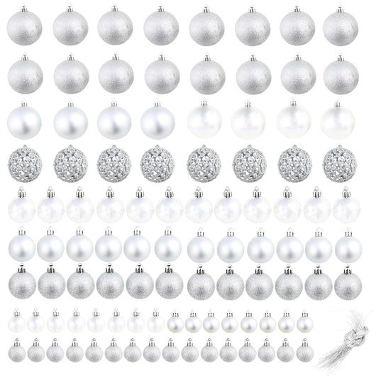 Set Palline di Natale 100 pz 3/4/6 cm Argento