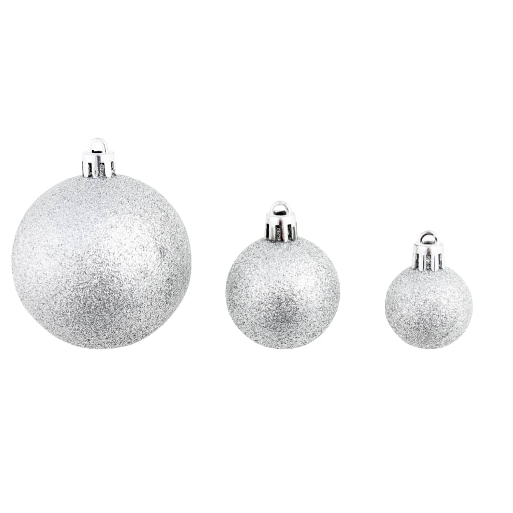 Set Palline di Natale 100 pz 3/4/6 cm Argento 245712