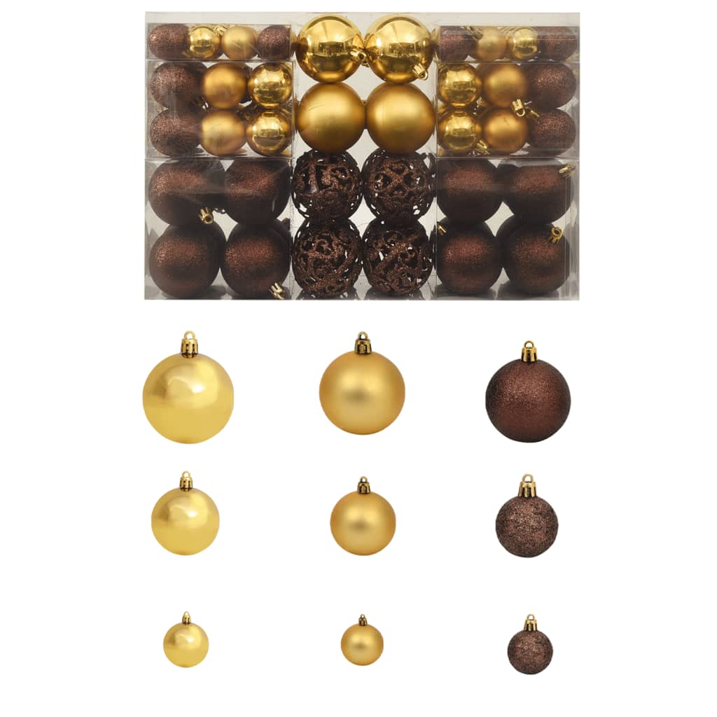 Set Palline di Natale 100 pz 3/4/6 cm Marrone/Bronzo/Oro 245714