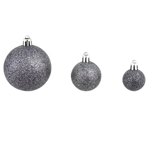 Set Palline di Natale 100 pz 3/4/6 cm Bianco/Grigio