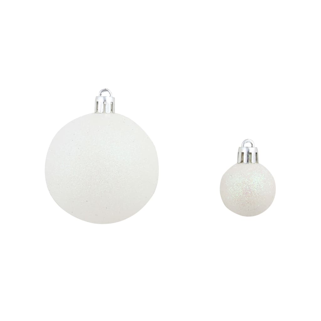 Set Palline di Natale 100 pz 3/4/6 cm Bianco/Grigio