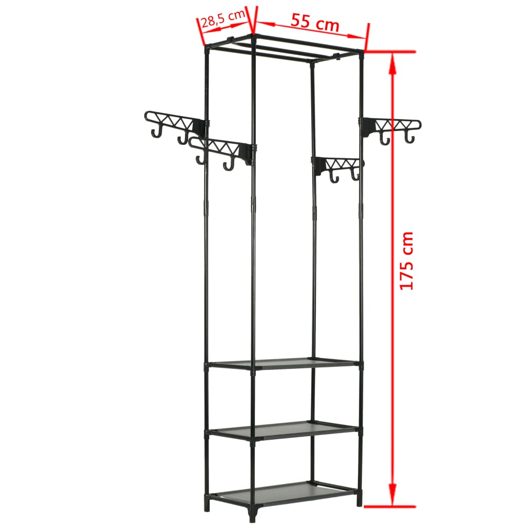 Appendiabiti Acciaio e Tessuto non Tessuto 55x28,5x175cm Nero 245742