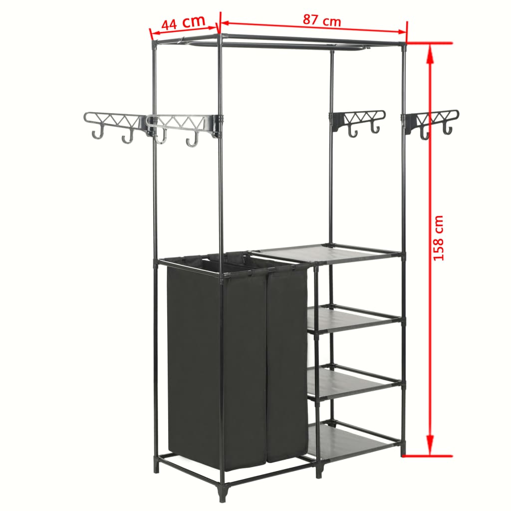 Appendiabiti Acciaio e Tessuto non Tessuto 87x44x158 cm Nero 245743