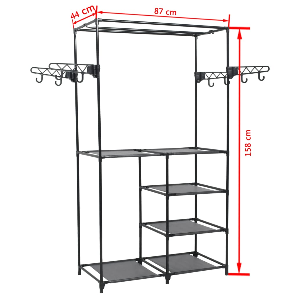 Appendiabiti Acciaio e Tessuto non Tessuto 87x44x158 cm Nero 245744