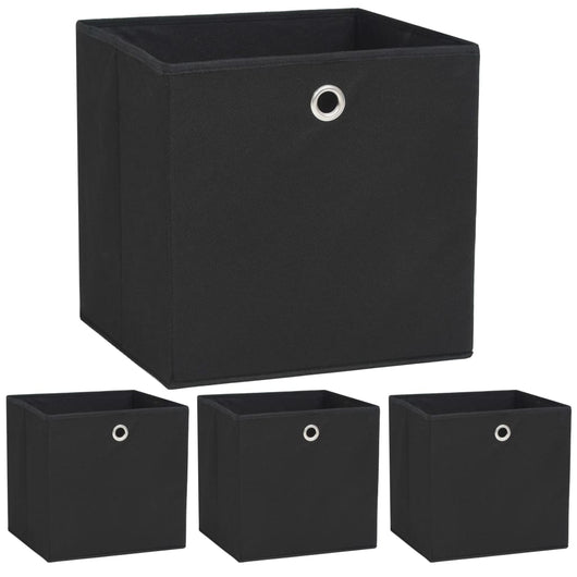 Set Contenitori 4 pz Tessuto non Intrecciato 32x32x32 cm Nero  cod mxl 70713