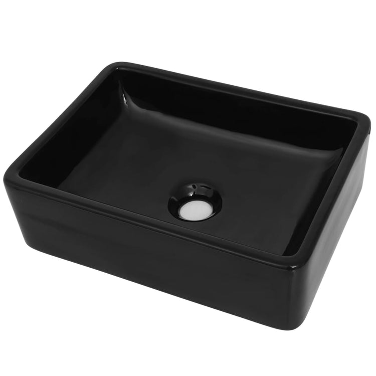 Lavandino Rettangolare in Ceramica Nero 41x30x12 cm cod mxl 45281