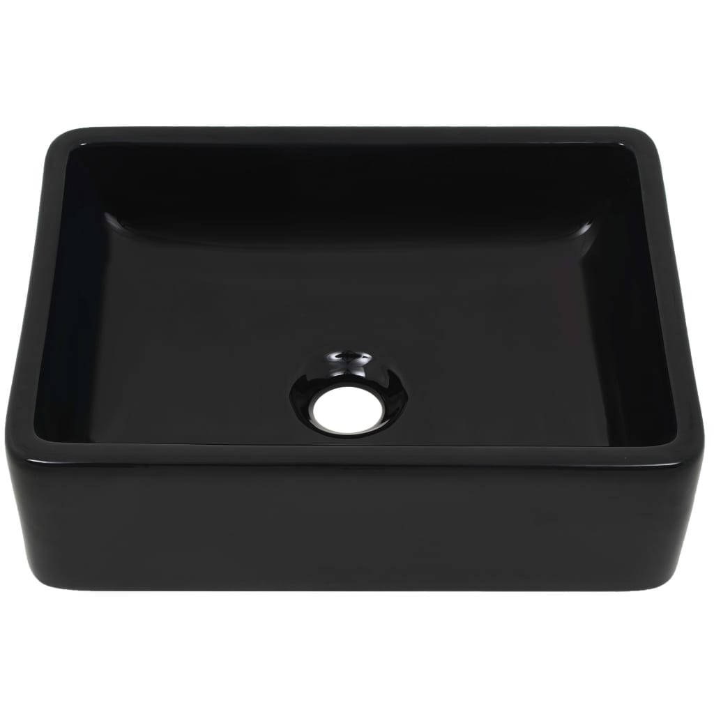 Lavandino Rettangolare in Ceramica Nero 41x30x12 cm cod mxl 45281