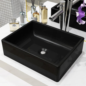 Lavandino Rettangolare in Ceramica Nero 41x30x12 cm cod mxl 45281