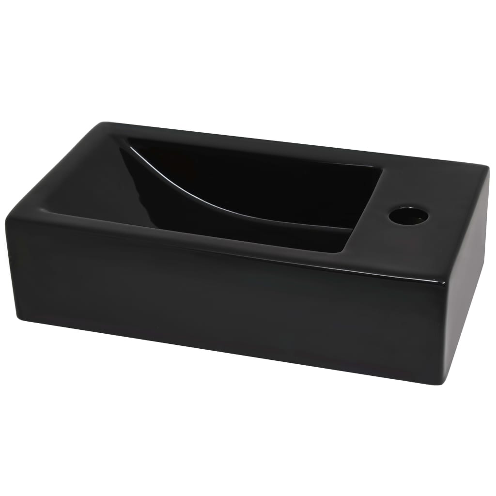 Lavandino con Foro Rubinetto Rettangolare Ceramica 46x25,5x12cm 142738