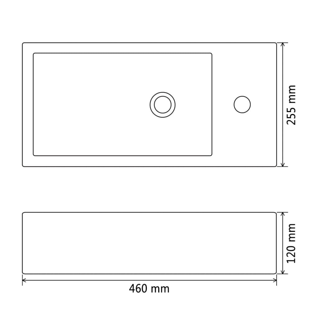 Lavandino con Foro Rubinetto Rettangolare Ceramica 46x25,5x12cm 142738