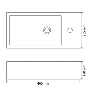 Lavandino con Foro Rubinetto Rettangolare Ceramica 46x25,5x12cm 142738