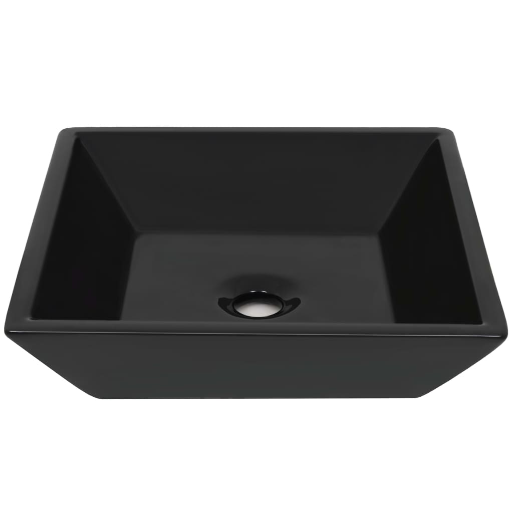 Lavandino Quadrato in Ceramica Nero 41,5x41,5x12 cm 142739