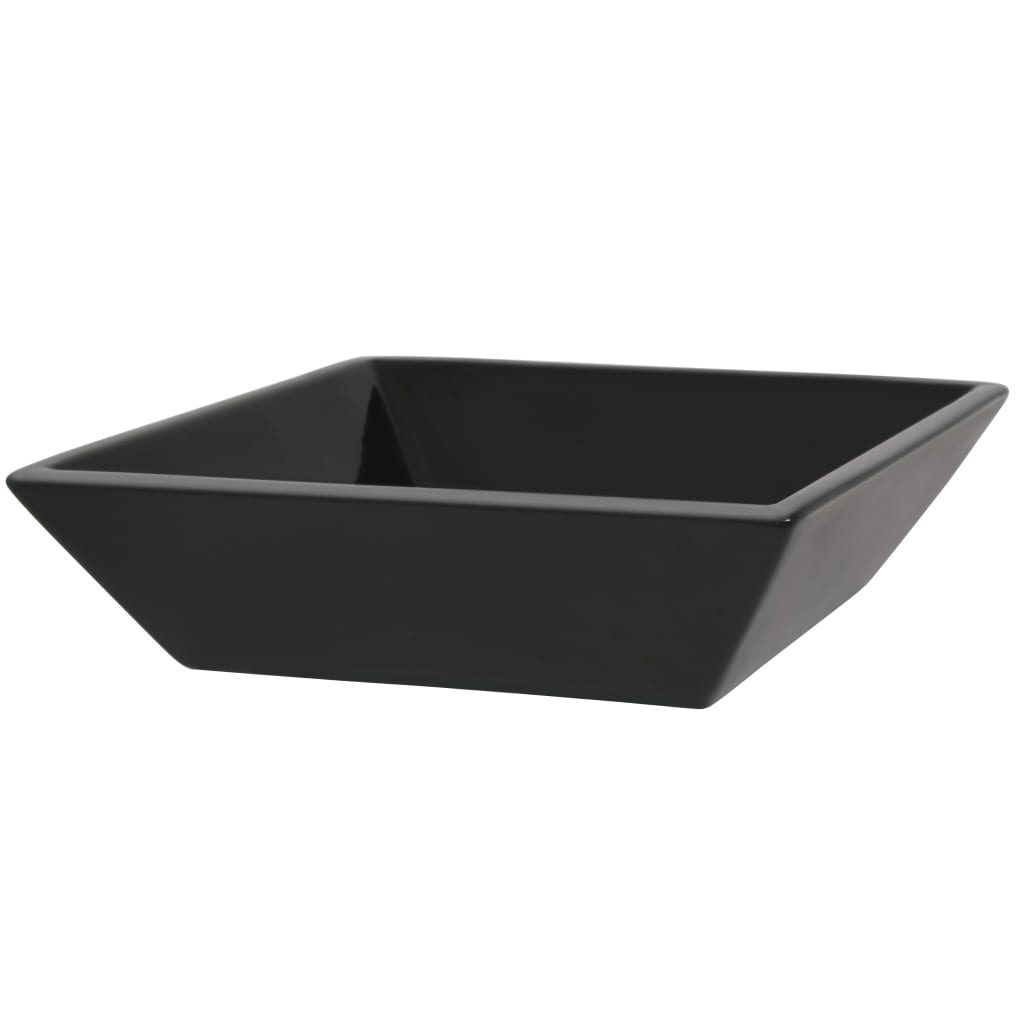 Lavandino Quadrato in Ceramica Nero 41,5x41,5x12 cm 142739