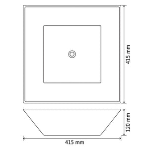 Lavandino Quadrato in Ceramica Nero 41,5x41,5x12 cm