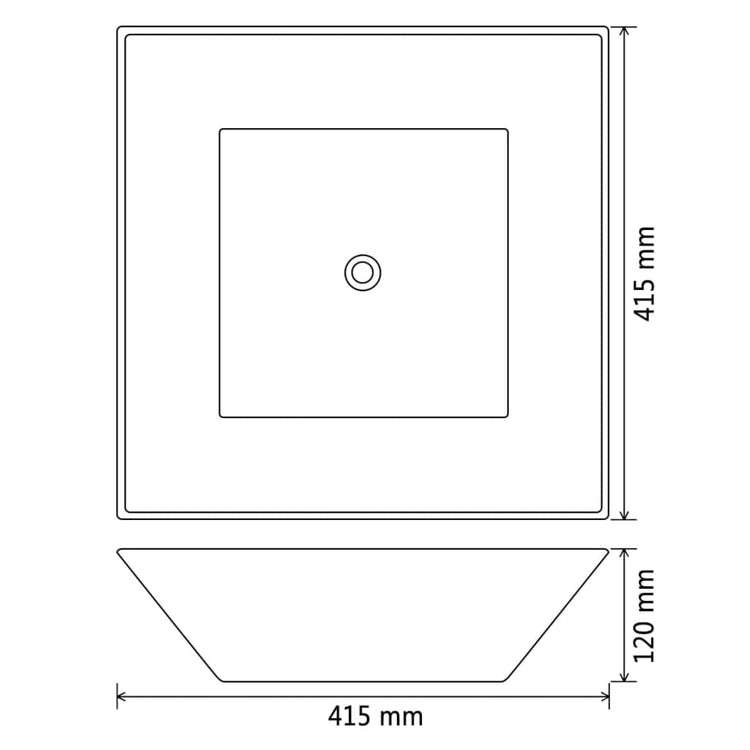 Lavandino Quadrato in Ceramica Nero 41,5x41,5x12 cm