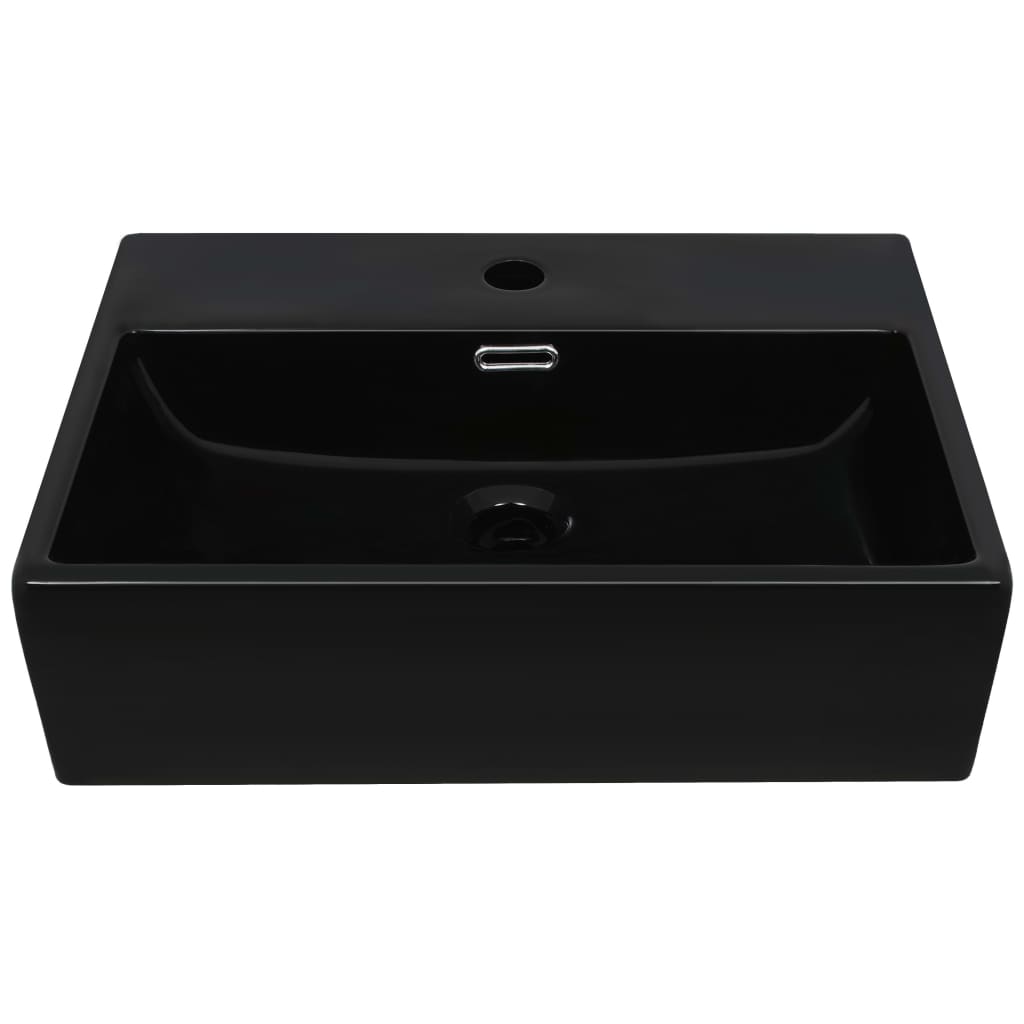 Lavandino con Foro Rubinetto in Ceramica Nero 51,5x38,5x15 cm cod mxl 49683