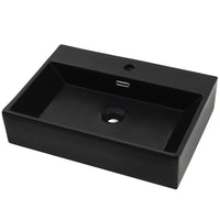 Lavandino con Foro Rubinetto in Ceramica Nero 76x42,5x14,5 cm 142743