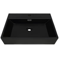 Lavandino con Foro Rubinetto in Ceramica Nero 76x42,5x14,5 cm 142743