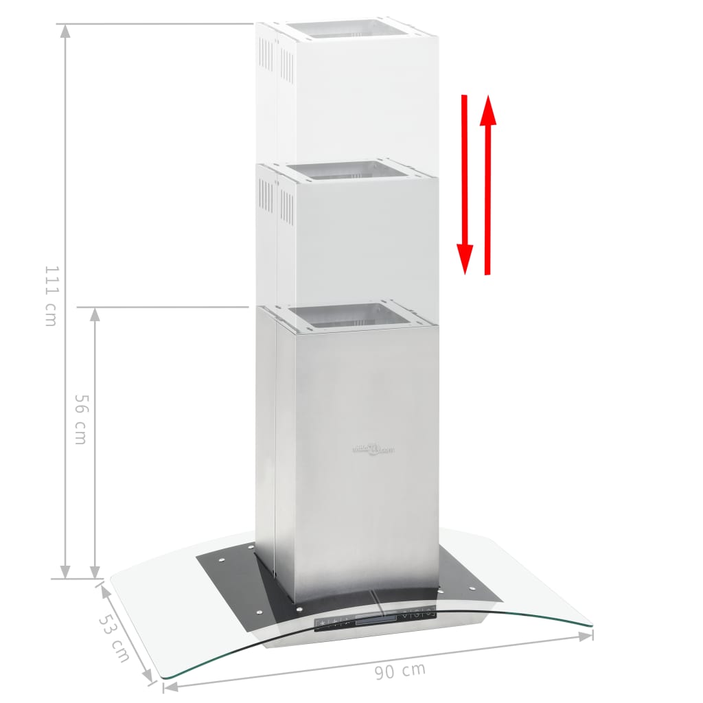 Cappa a Isola 90cm con Display LCD e Sensore Touch 756 m³/h LED cod mxl 42249