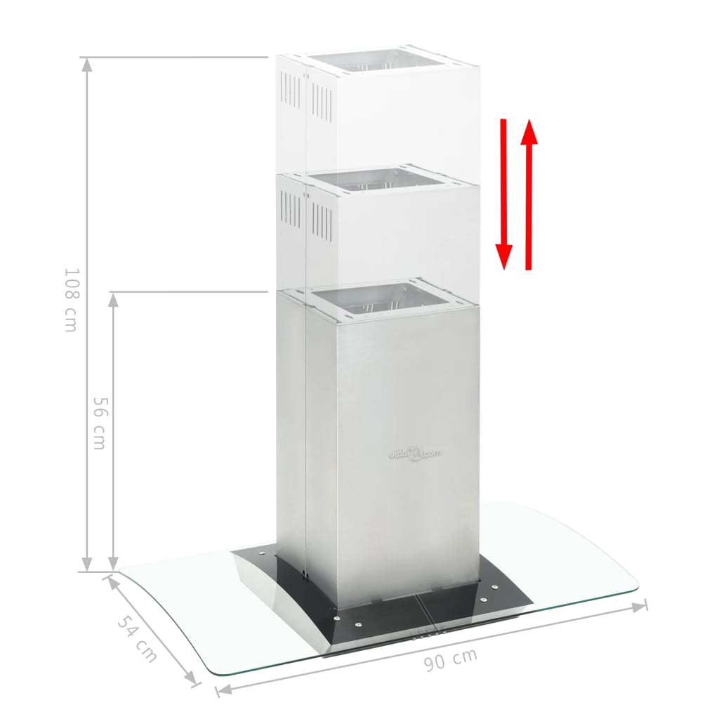 Cappa a Isola 90 cm Acciaio Inossidabile 756 m³/h LED