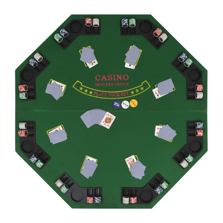 Tavolo da Poker Pieghevole in 4 8 Giocatori Ottagonale Verde 80209