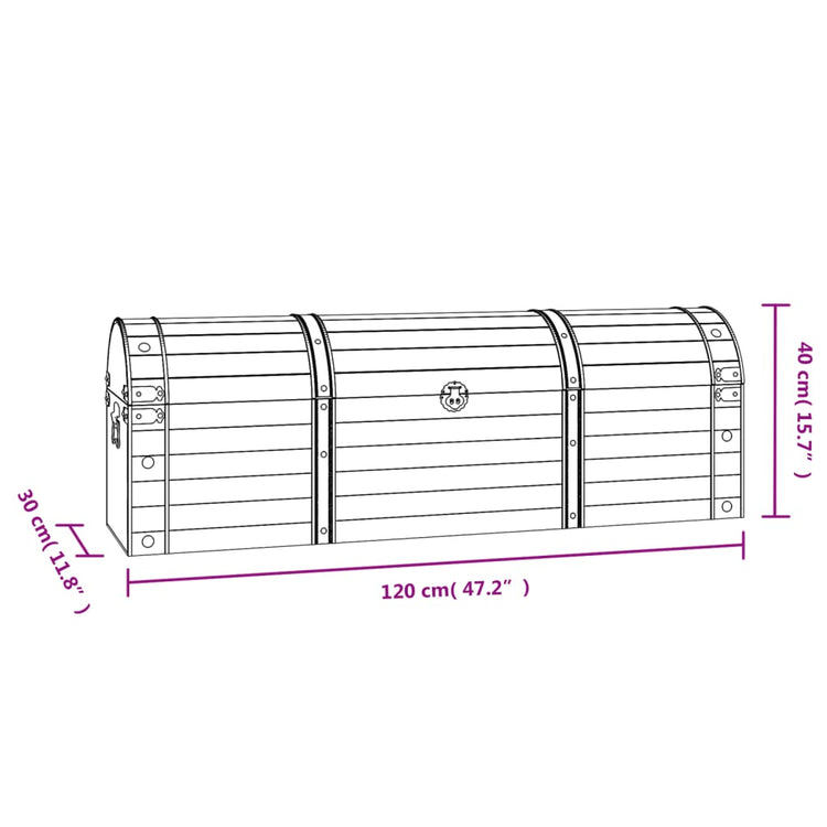 Baule in Legno Massello Stile Vintage 120x30x40 cm 245801