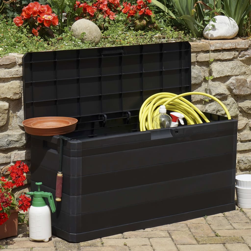 Baule da Giardino Nero 117x45x56 cm 43708