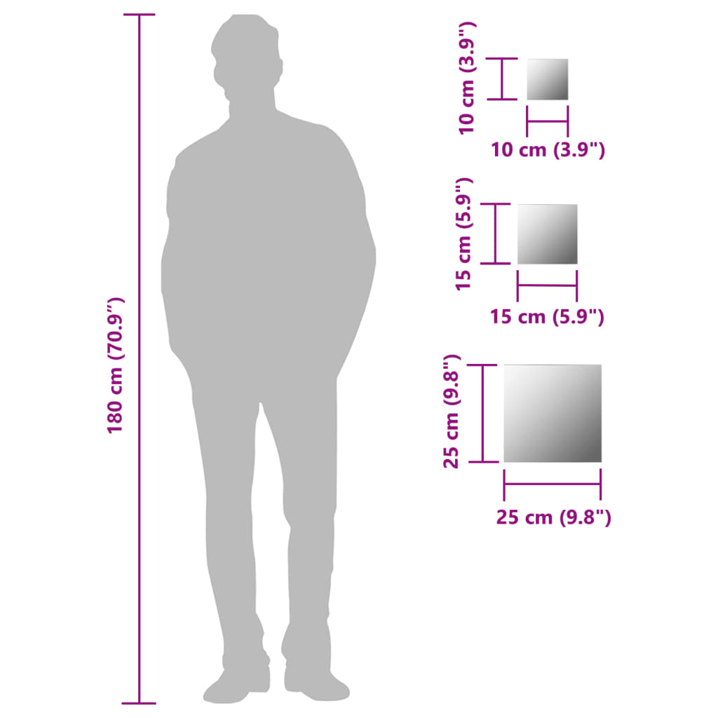 Set di Specchi da Parete 7 pz in Vetro Quadrato 245696
