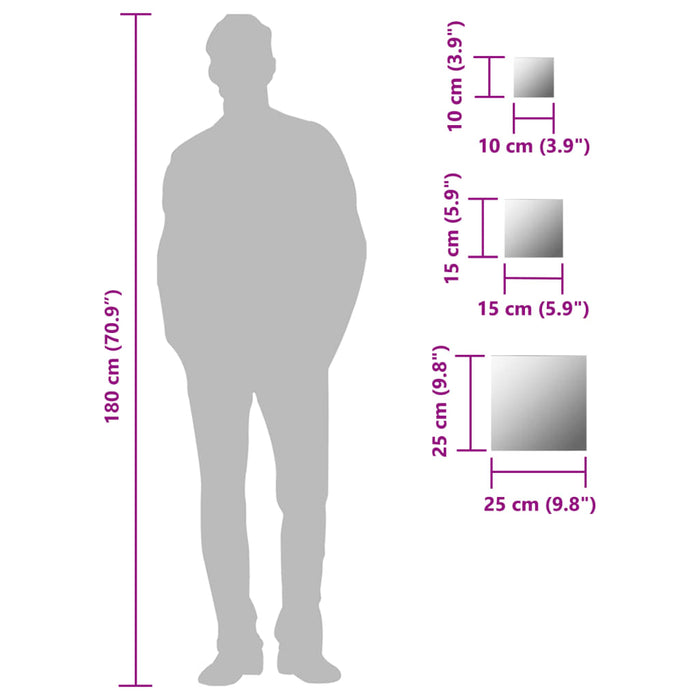 Set di Specchi da Parete 7 pz in Vetro Quadrato 245696