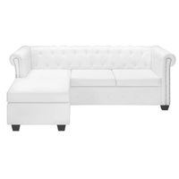 Divano Chesterfield a L in Finta Pelle Bianco 245537