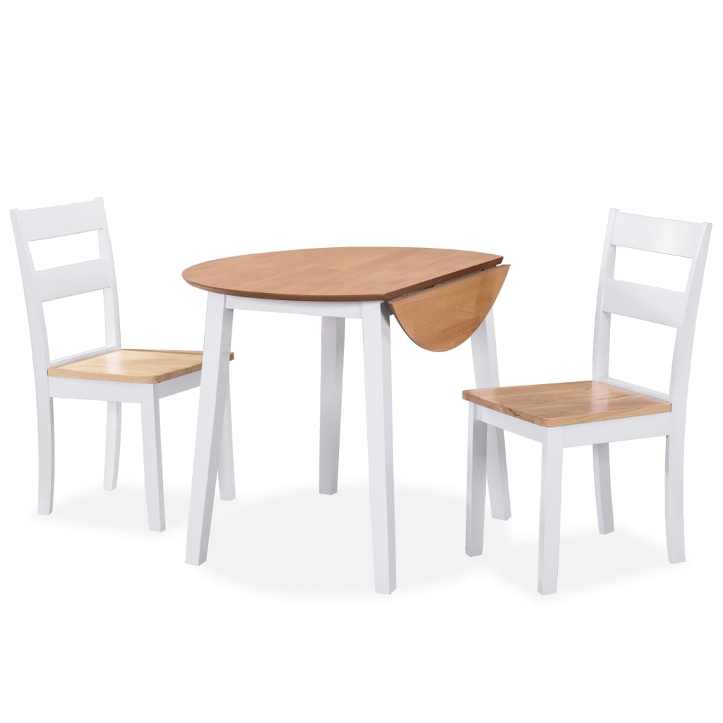 Set da Pranzo 3 pz in MDF e Legno di Hevea Bianco cod mxl 7695