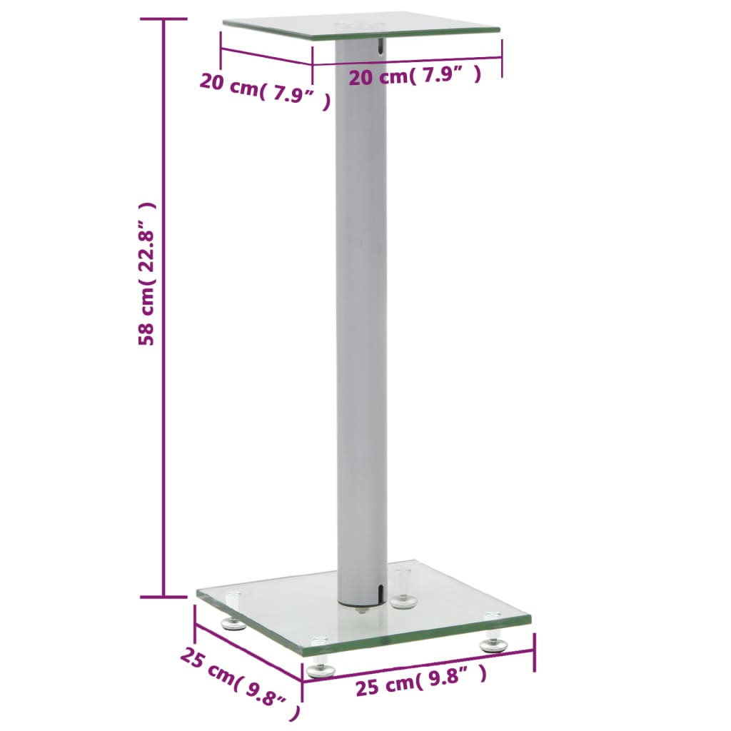 Supporti per Altoparlanti 2pz Vetro Temperato 1 Colonna Argento cod mxl 77720