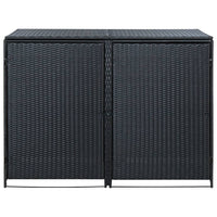 Copribidone Doppio per Spazzatura Polyrattan Nero 148x80x111 cm  cod mxl 65901