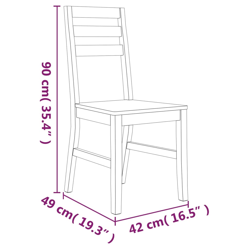 Sedie da Pranzo 2 pz in Legno Massello d'Acacia cod mxl 5722