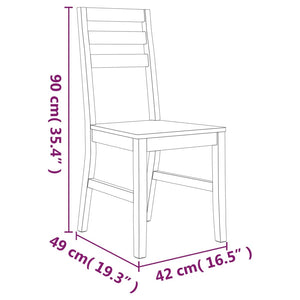 Sedie da Pranzo 2 pz in Legno Massello d'Acacia cod mxl 5722