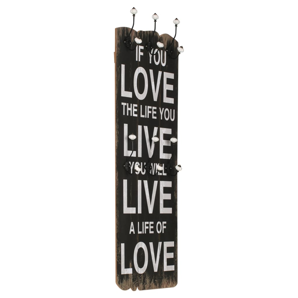 Appendiabiti da Parete con 6 Ganci LOVE LIVE 120x40 cm 245853