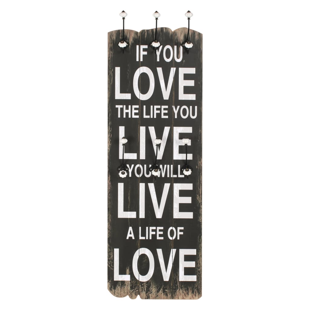 Appendiabiti da Parete con 6 Ganci LOVE LIVE 120x40 cm 245853