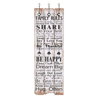 Appendiabiti da Parete con 6 Ganci FAMILY RULES 120x40 cm 245854