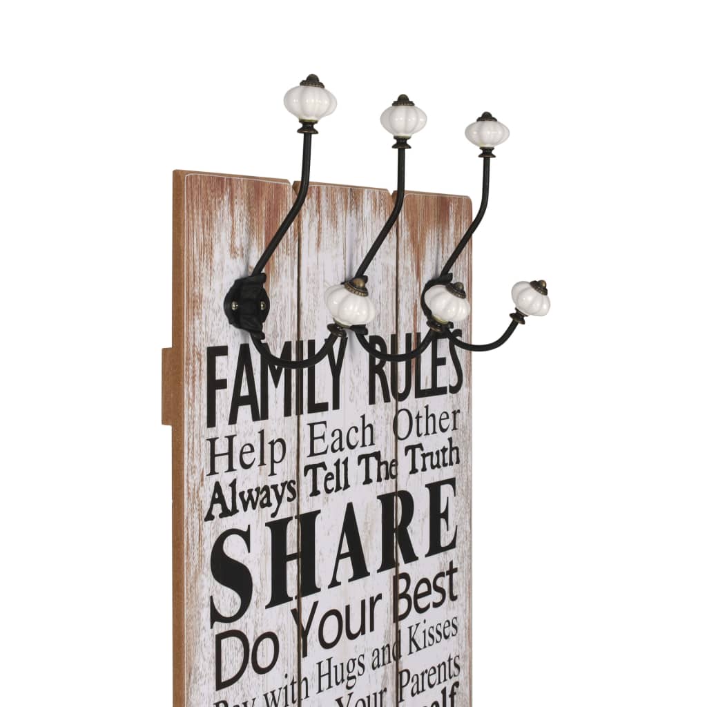 Appendiabiti da Parete con 6 Ganci FAMILY RULES 120x40 cm  cod mxl 69112