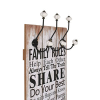 Appendiabiti da Parete con 6 Ganci FAMILY RULES 120x40 cm  cod mxl 69112