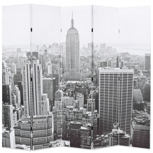 Paravento Pieghevole 200x170 cm Stampa New York Bianco e Nero 245859