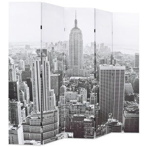 Paravento Pieghevole 200x170 cm Stampa New York Bianco e Nero 245859