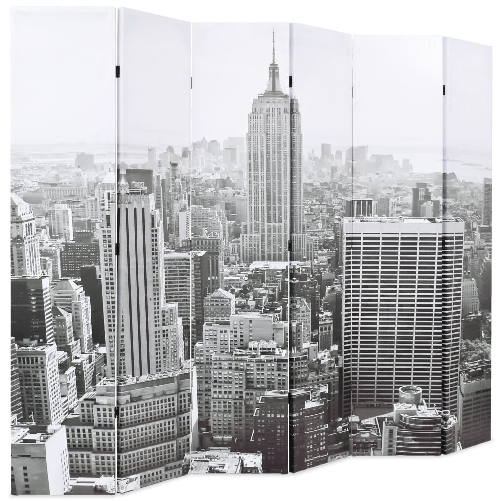 Paravento Pieghevole 228x170 cm Stampa New York Bianco e Nero 245860