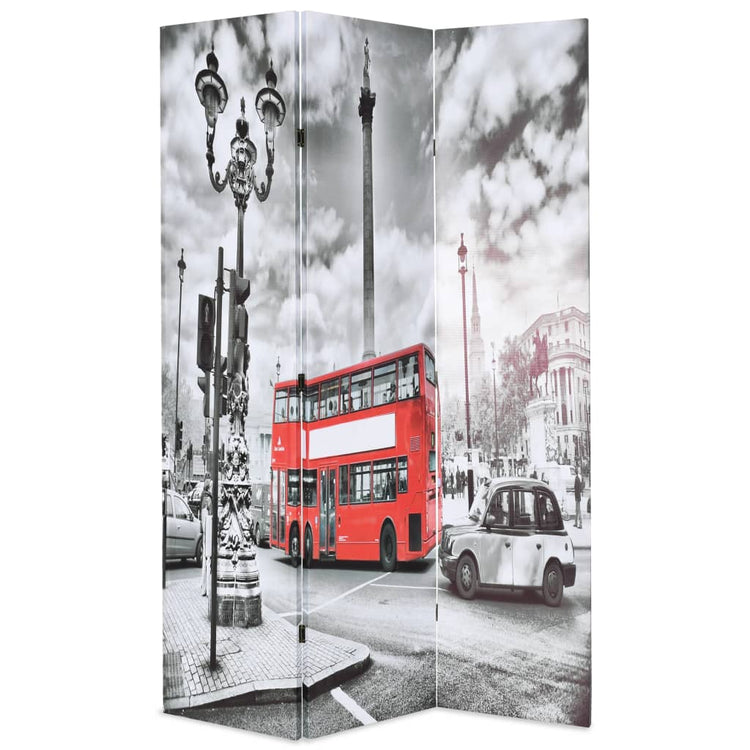 Paravento Pieghevole 120x170 cm Stampa Bus Londra Bianco e Nero 245873