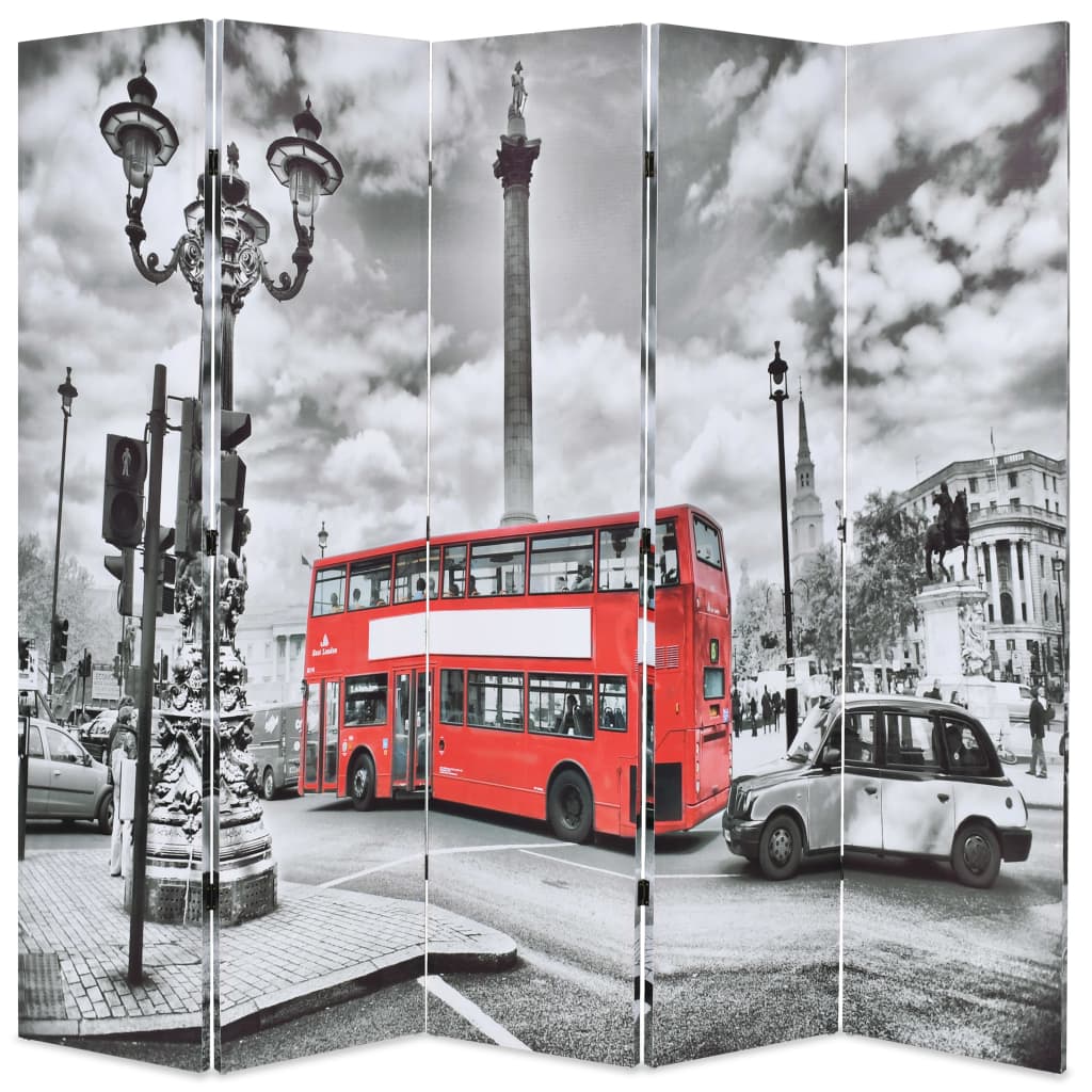 Paravento Pieghevole 200x170 cm Stampa Bus Londra Bianco e Nero cod mxl 67569