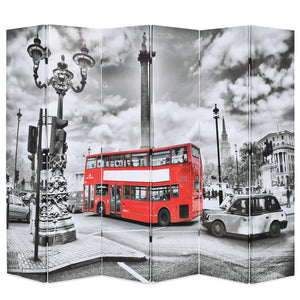 Paravento Pieghevole 228x170 cm Stampa Bus Londra Bianco e Nero cod mxl 61225