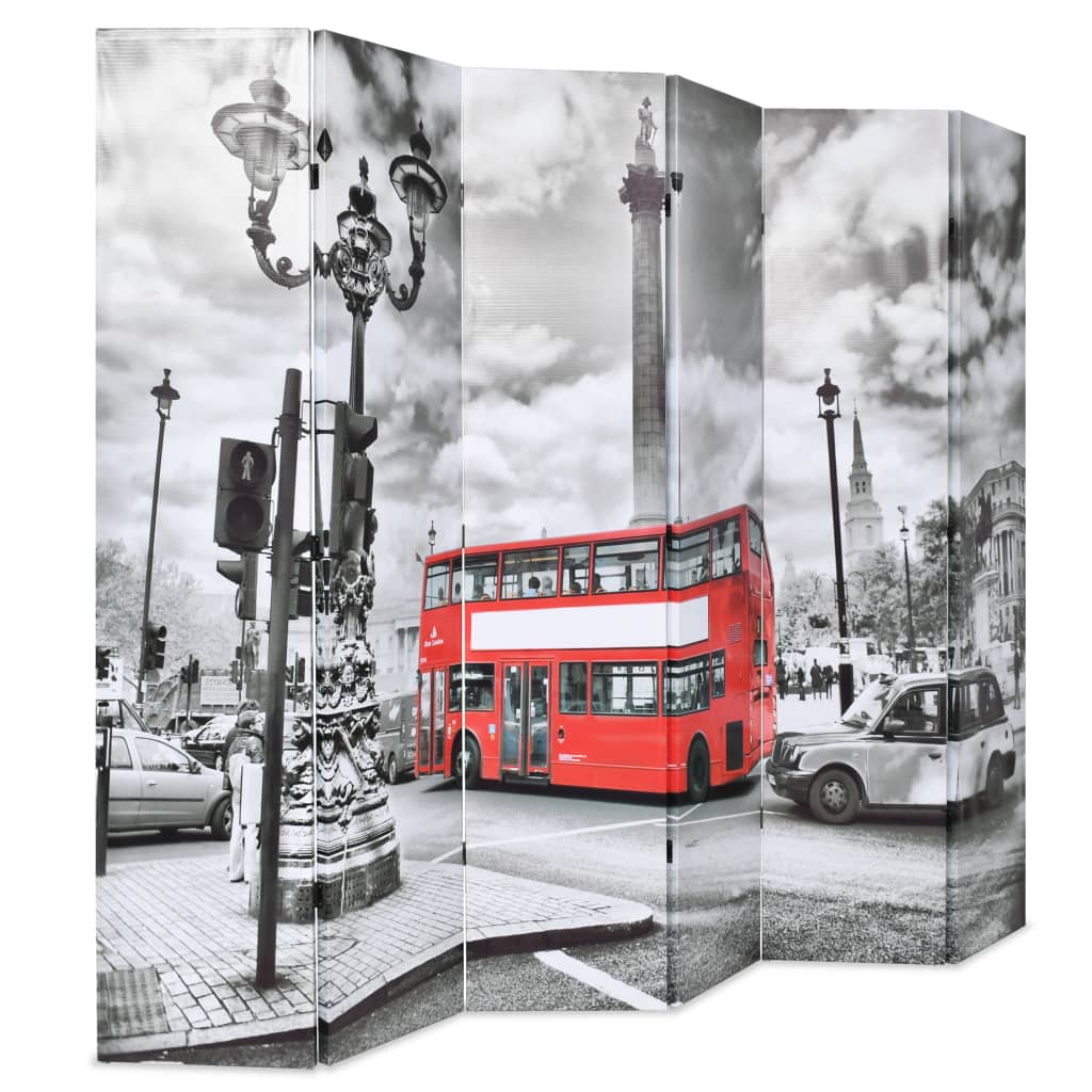 Paravento Pieghevole 228x170 cm Stampa Bus Londra Bianco e Nero cod mxl 61225