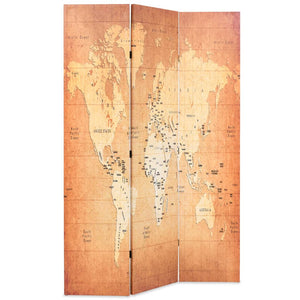 Paravento Pieghevole 120x170 cm Stampa Mappa del Mondo Giallo cod mxl 66087